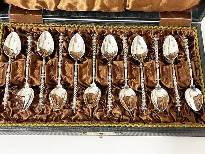 Outlet Pamono Dutch Silver Silver Spoons by Van Kempen & Zonen, 1890s, Set of 12
