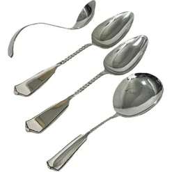 Pamono Dutch Spoons in Silver Serving from Van Kempen & ZN, 1887, Set of 4> Cutlery & Serving Utensils