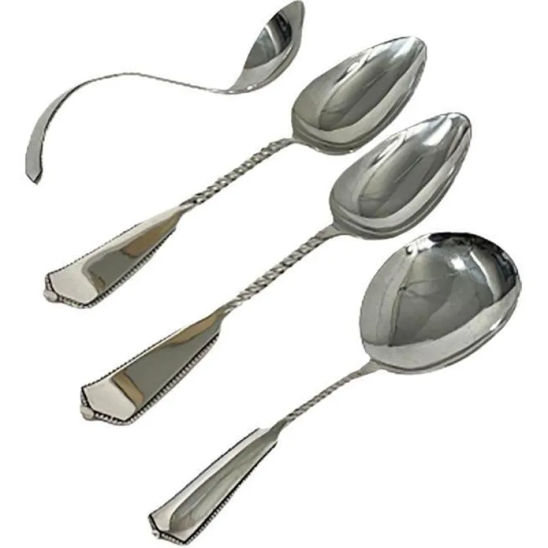 Pamono Dutch Spoons in Silver Serving from Van Kempen & ZN, 1887, Set of 4> Cutlery & Serving Utensils