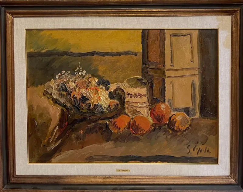 New Pamono E. Cappello, Still Life, 20th Century, Oil Painting on Canvas, Framed