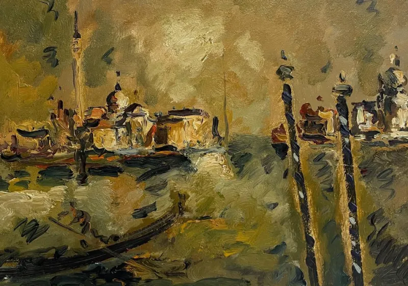 Pamono E. Cappello, Venice, 20th Century, Oil Painting on Canvas, Framed> Painting