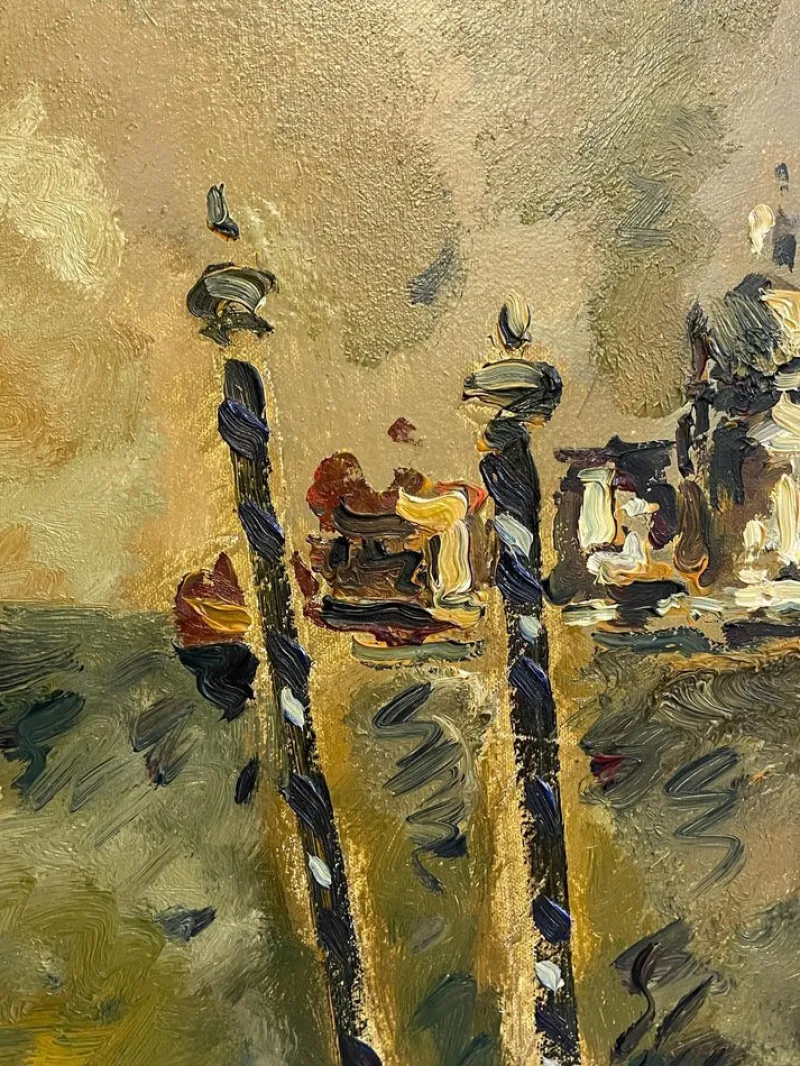 Pamono E. Cappello, Venice, 20th Century, Oil Painting on Canvas, Framed> Painting