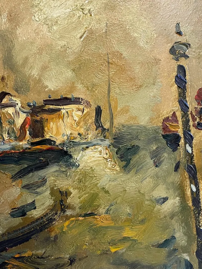 Pamono E. Cappello, Venice, 20th Century, Oil Painting on Canvas, Framed> Painting