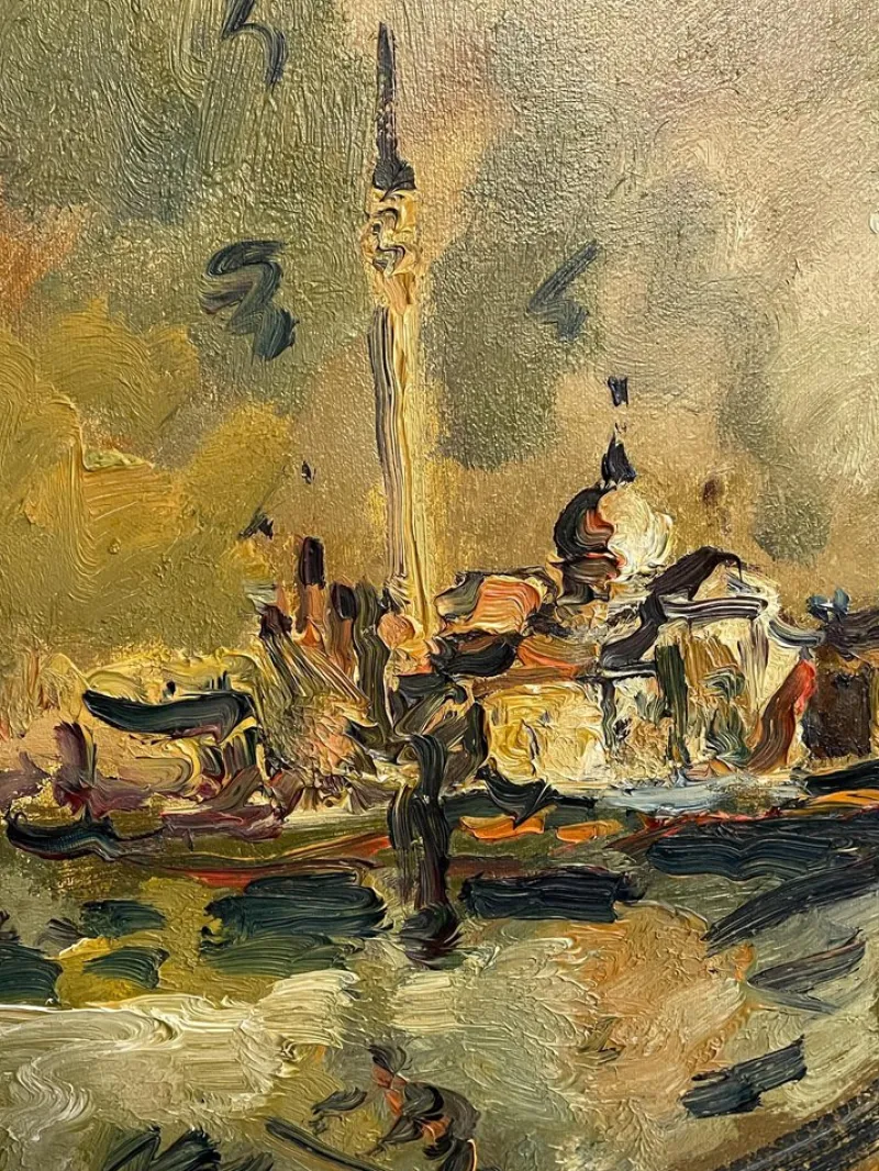 Pamono E. Cappello, Venice, 20th Century, Oil Painting on Canvas, Framed> Painting