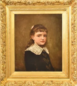Pamono E. Lambrichs, Portrait of a Young Woman, 1887, Oil on Canvas, Framed> Art Nouveau