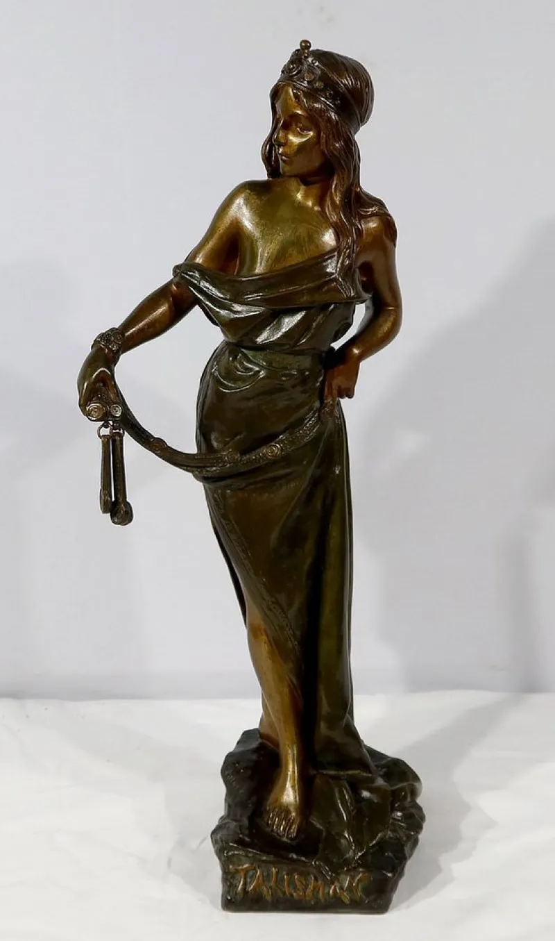 Pamono E. Villanis, Talisman, Early 20th Century, Bronze> Art Nouveau