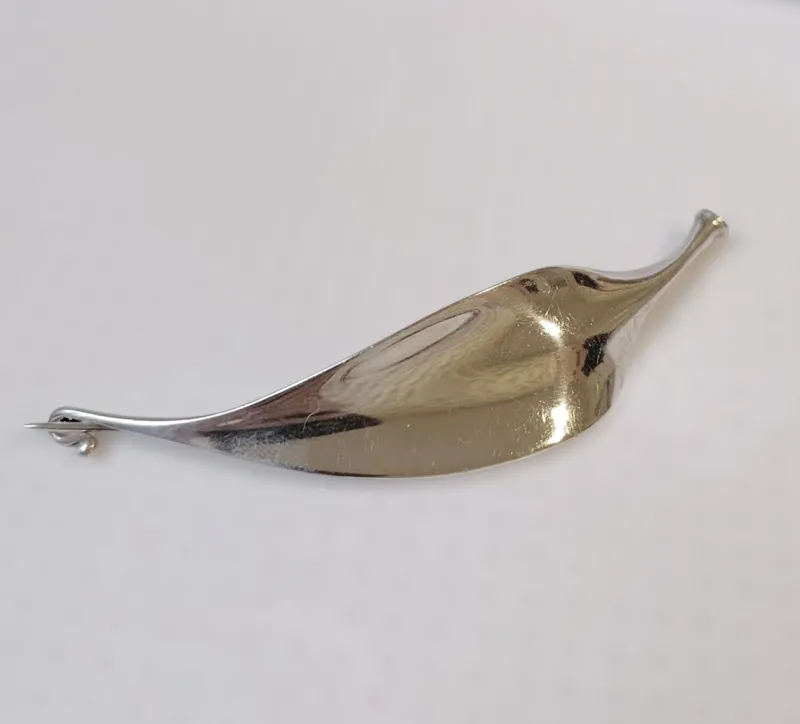 Pamono Early Silver Feather Brooch by Vivianna Torun, 1950