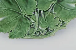 Pamono Early 20th Century Art Nouveau Ceramic Dish with Leave in Relief from Höganäs, Sweden><noscript><img width=