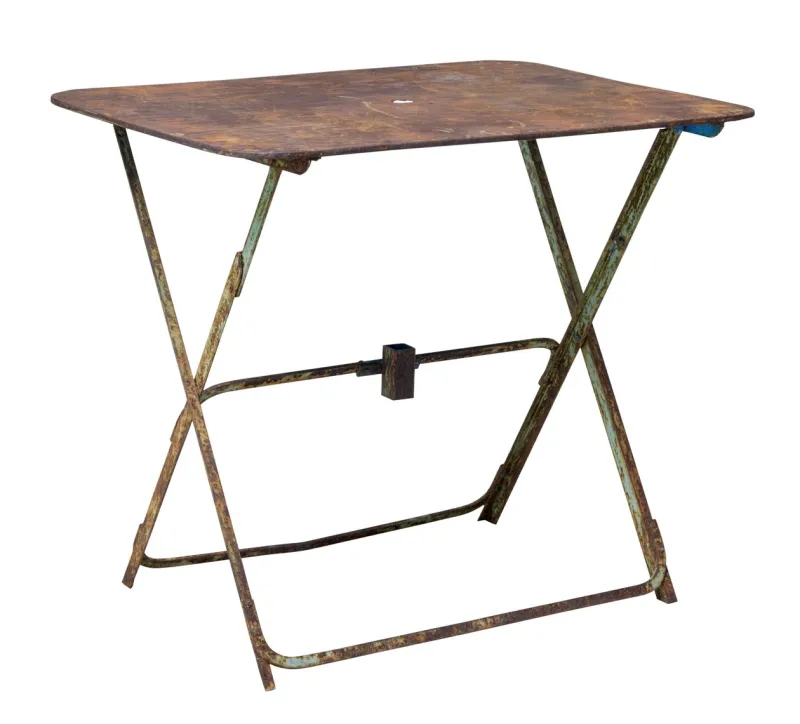 Pamono Early 20th Century French Folding Metal Garden Table, 1920
