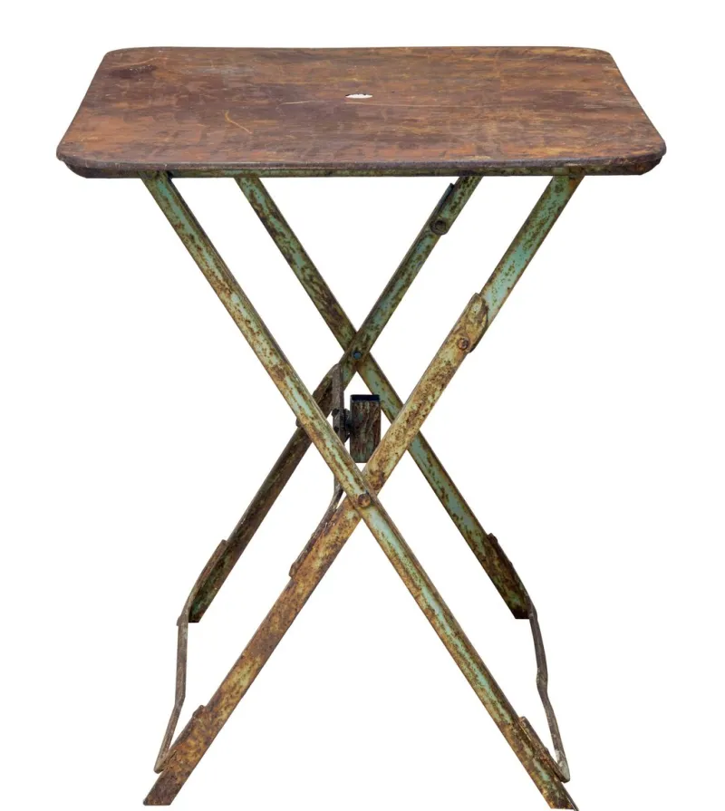 Pamono Early 20th Century French Folding Metal Garden Table, 1920