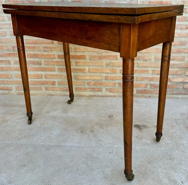 Online Pamono Early 20th Century French Walnut Game Table with Wheels, 1920s