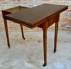 Online Pamono Early 20th Century French Walnut Game Table with Wheels, 1920s