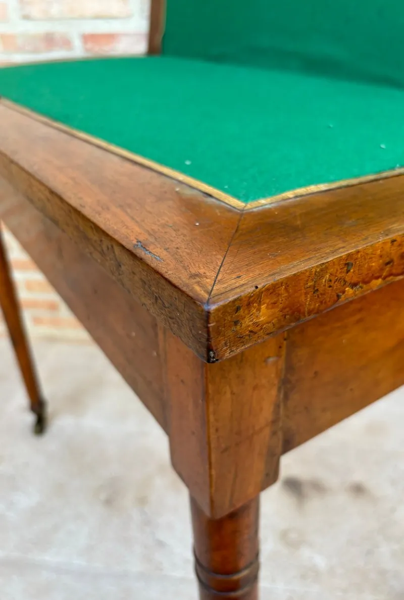 Online Pamono Early 20th Century French Walnut Game Table with Wheels, 1920s