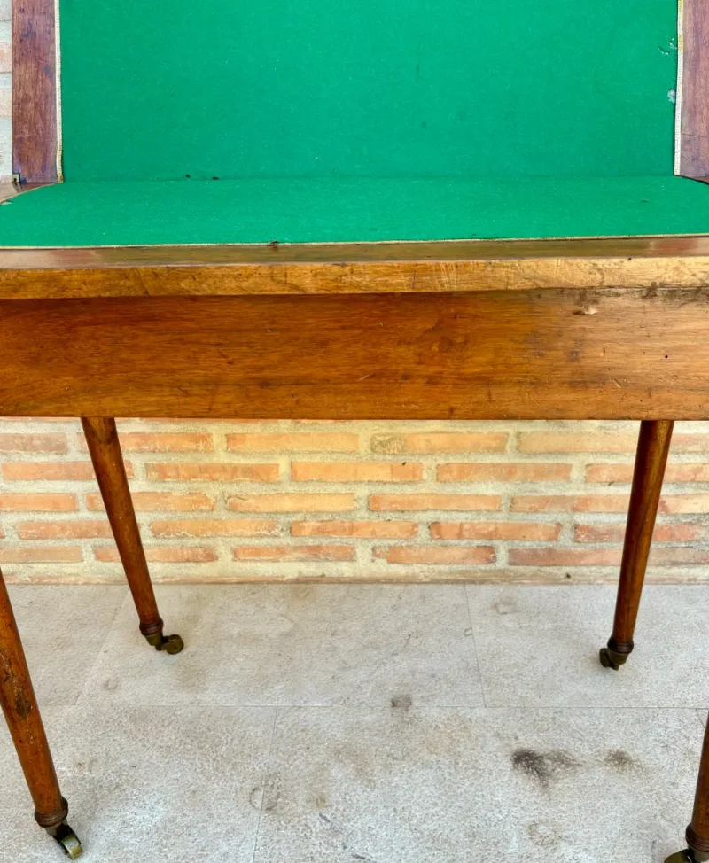 Online Pamono Early 20th Century French Walnut Game Table with Wheels, 1920s