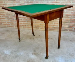 Online Pamono Early 20th Century French Walnut Game Table with Wheels, 1920s