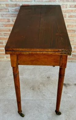 Online Pamono Early 20th Century French Walnut Game Table with Wheels, 1920s