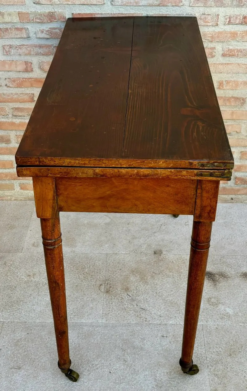 Online Pamono Early 20th Century French Walnut Game Table with Wheels, 1920s