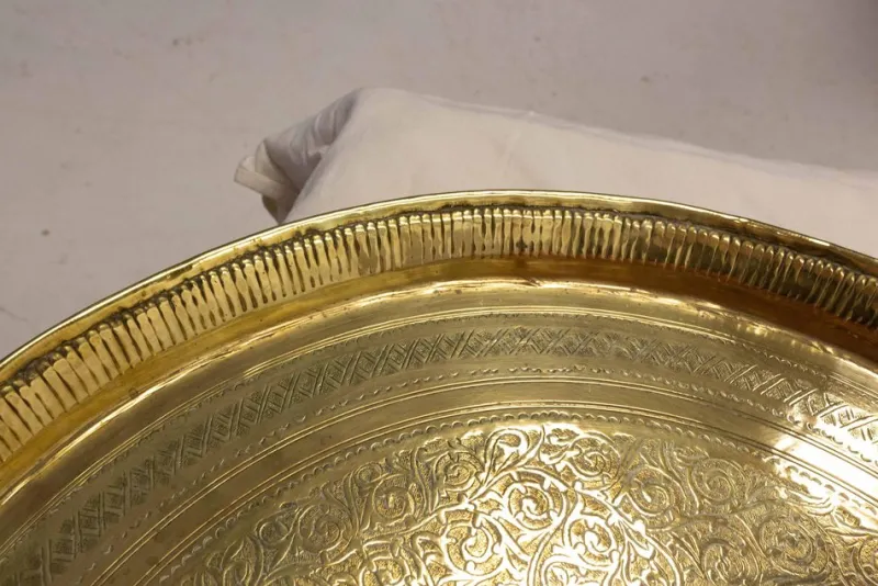Pamono Early 20th Century Moroccan Moorish Polished Copper Tray> Trays