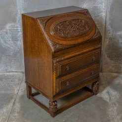 Pamono Early 20th Century Oak Writing Secretaire