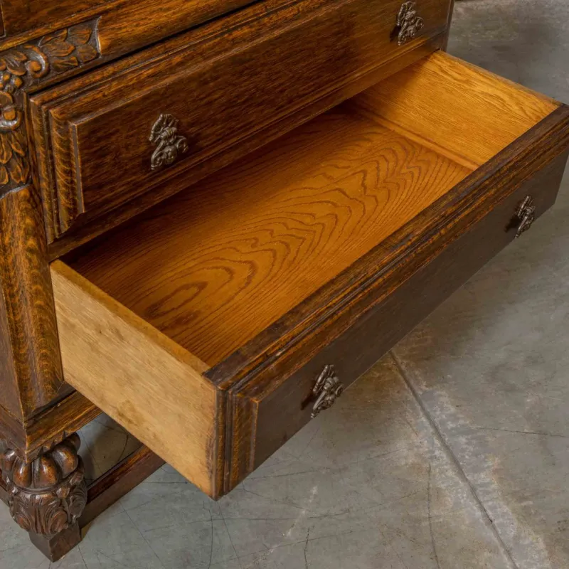 Pamono Early 20th Century Oak Writing Secretaire