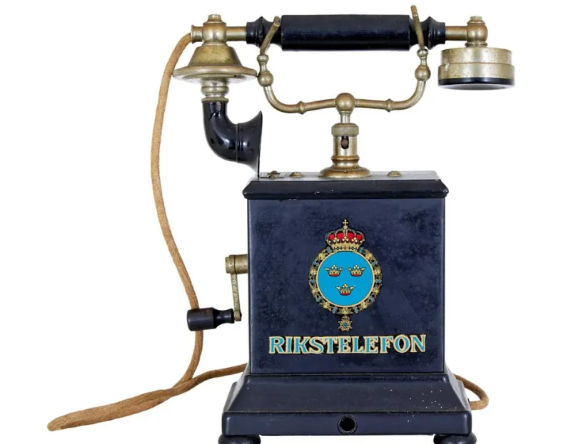 Pamono Early 20th Century Swedish Metal Telephone by Rikstelefon, 1890s> Electronics