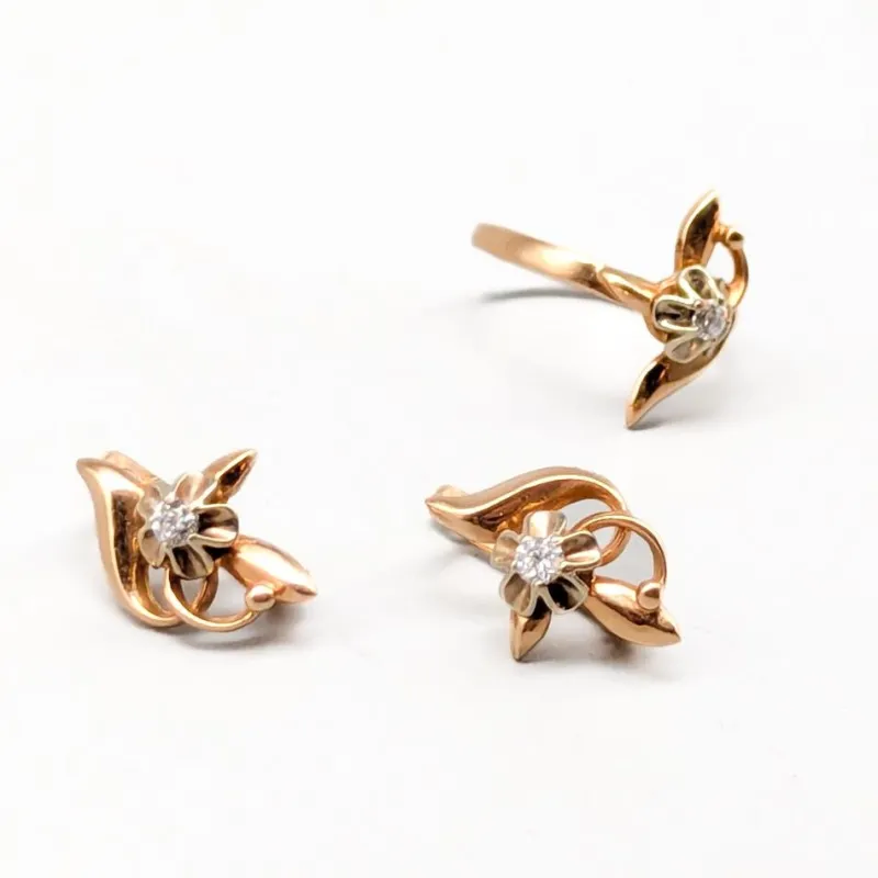 Pamono Earrings and Ring with White Stones, Set of 3> Earrings