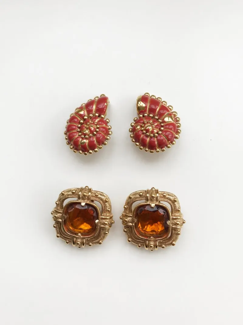 Pamono Earrings by Valentino, 1980s, Set of 4