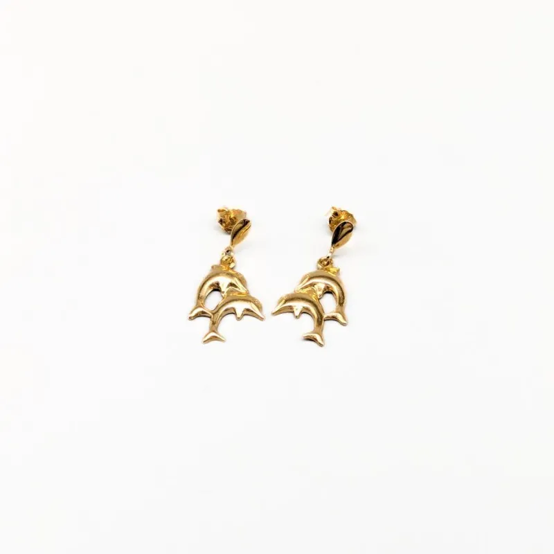 Clearance Pamono Earrings in Gold Dolphins, Set of 2
