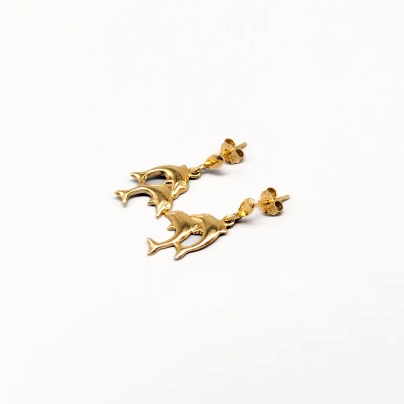 Clearance Pamono Earrings in Gold Dolphins, Set of 2
