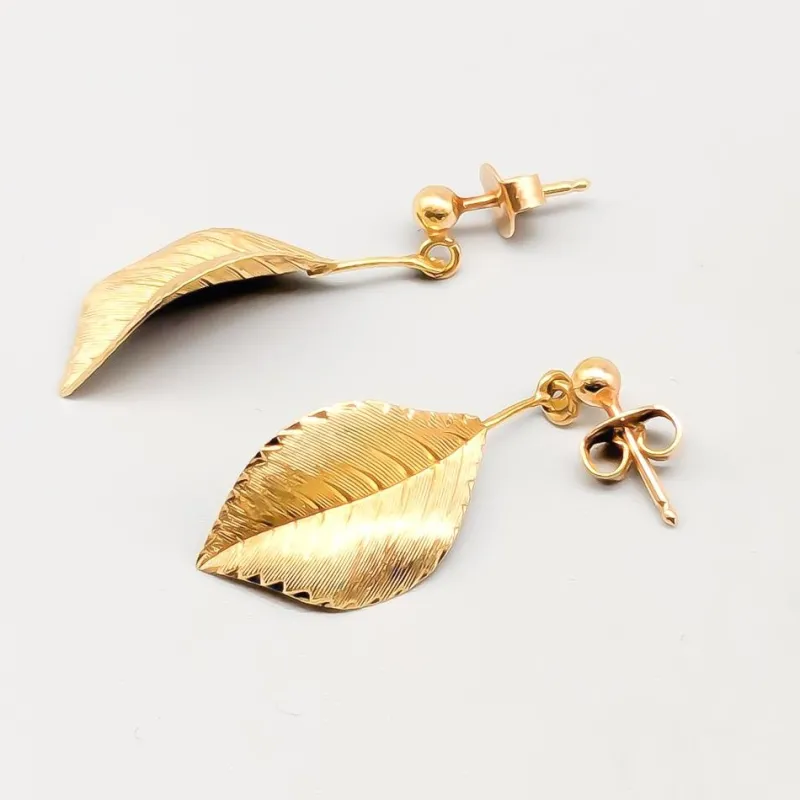 Outlet Pamono Earrings in Gold Leaf, Set of 2