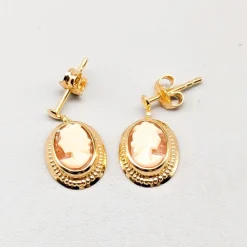 Pamono Earrings in Gold with Cameo, Set of 2> Earrings