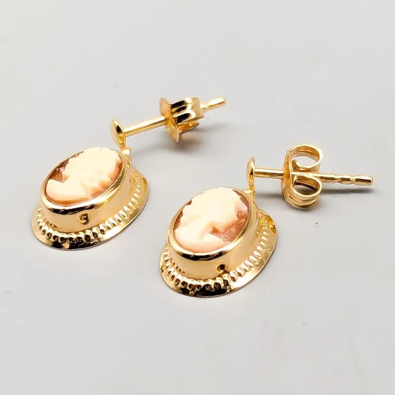 Pamono Earrings in Gold with Cameo, Set of 2> Earrings