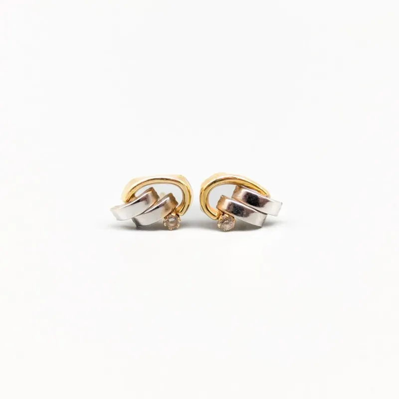 Outlet Pamono Earrings in Multicolored Gold with Stones, Set of 2