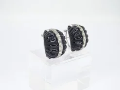 Best Pamono Earrings in Onyx, White Gold & Diamonds, 1980s, Set of 2
