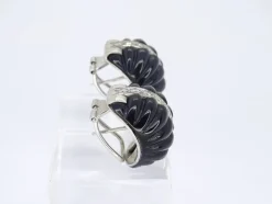 Best Pamono Earrings in Onyx, White Gold & Diamonds, 1980s, Set of 2