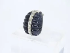 Best Pamono Earrings in Onyx, White Gold & Diamonds, 1980s, Set of 2