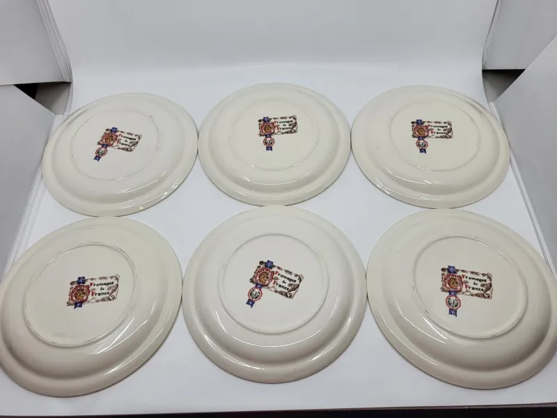 Hot Pamono Earthenware Cheese Plates from Saint Amand, France, 1970s, Set of 6