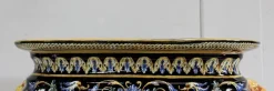 Sale Pamono Earthenware Planter with Polychrome Decorations from Gien, Late 19th or Early 20th Century