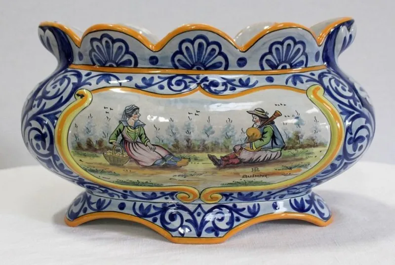 Pamono Earthenware Planter with Decoration, Early 20th Century> Planters And Jardiniere