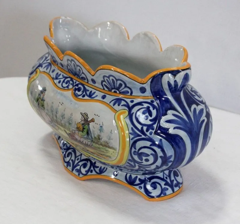 Pamono Earthenware Planter with Decoration, Early 20th Century> Planters And Jardiniere