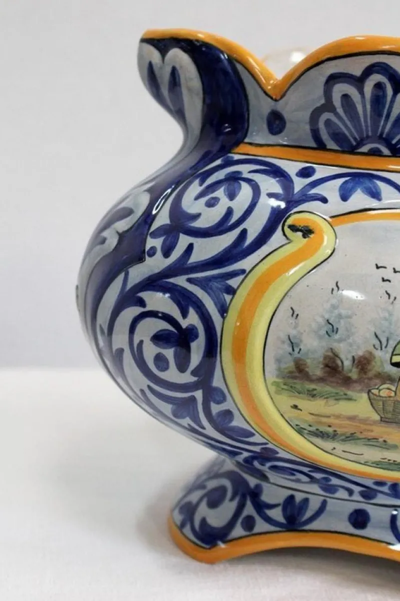 Pamono Earthenware Planter with Decoration, Early 20th Century> Planters And Jardiniere