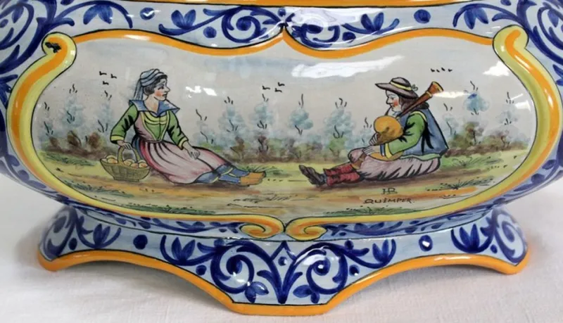 Pamono Earthenware Planter with Decoration, Early 20th Century> Planters And Jardiniere