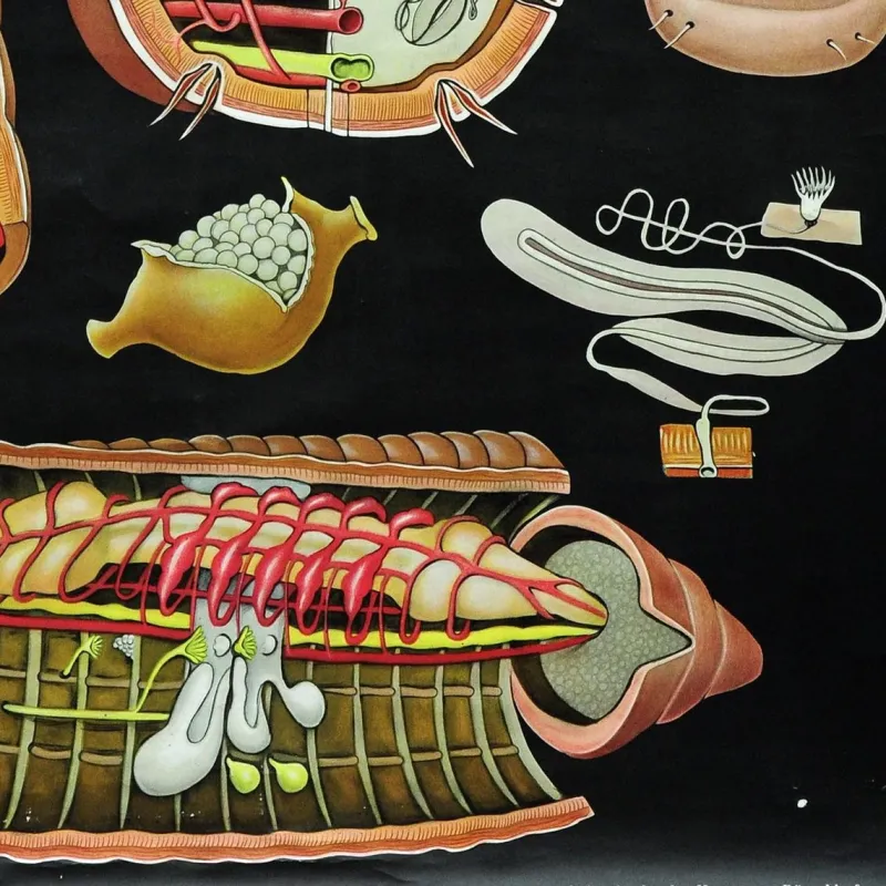Pamono Earthworm Lumbricidae Wall Chart Life Art Print by Jung Koch Quentell> Posters