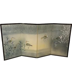 Outlet Pamono Eastern Screen with Herons and Mist, 1890s