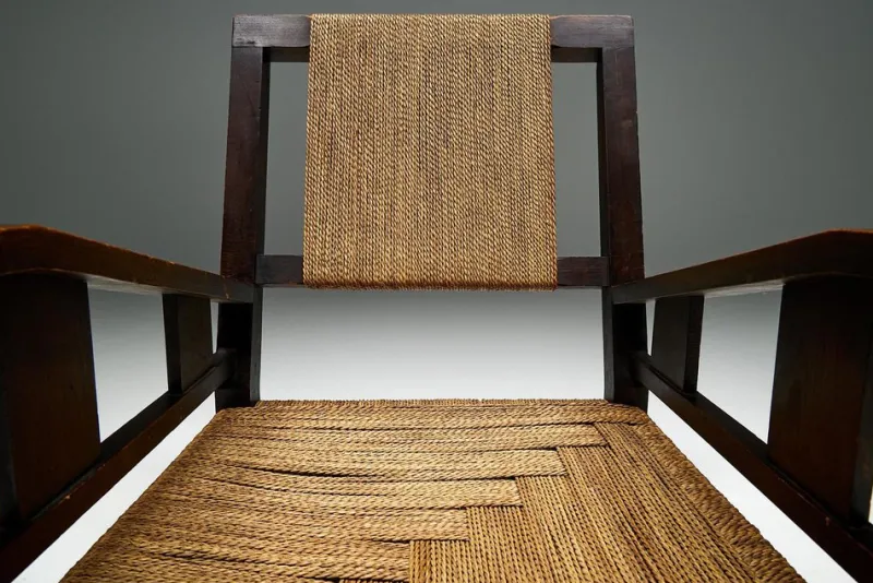 New Pamono Easy Chair in Wood and Rope by Francis Jourdain, France, 1930s