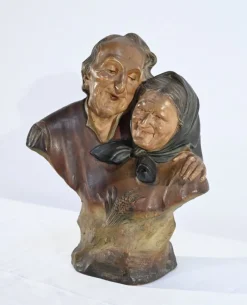 Hot Pamono E.Ceccarelli, Les Noces d’Or, Late 1800s, Terracotta Sculpture