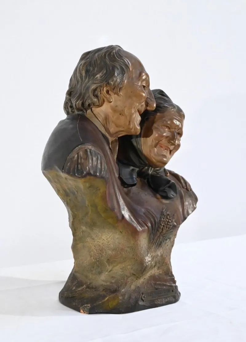 Hot Pamono E.Ceccarelli, Les Noces d’Or, Late 1800s, Terracotta Sculpture