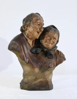 Hot Pamono E.Ceccarelli, Les Noces d’Or, Late 1800s, Terracotta Sculpture
