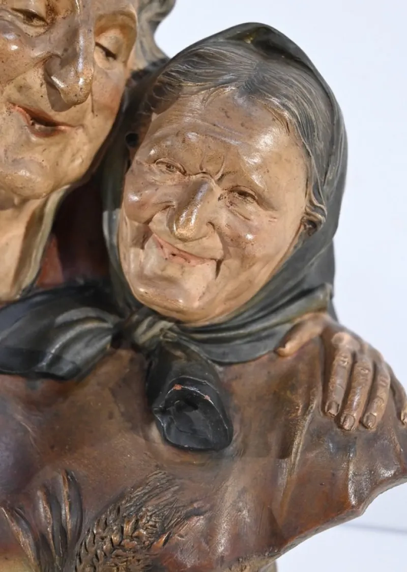 Hot Pamono E.Ceccarelli, Les Noces d’Or, Late 1800s, Terracotta Sculpture