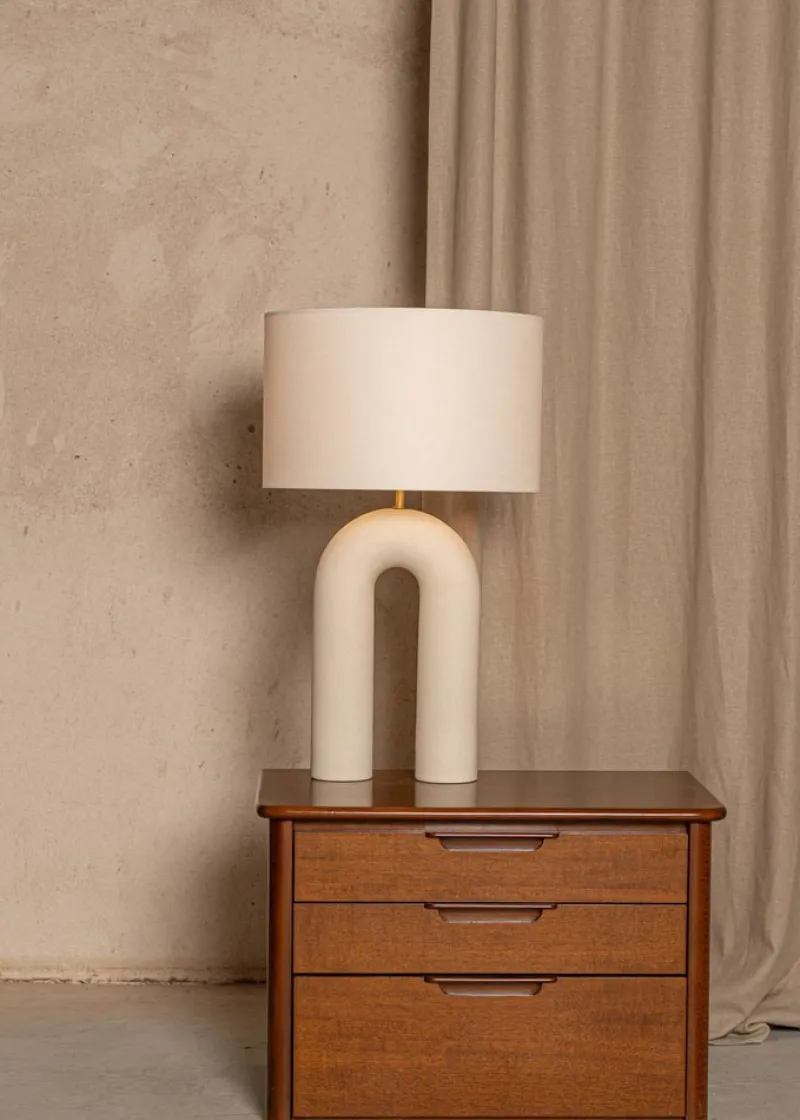 Pamono Ecru Ceramic Arko Table Lamp by Simone & Marcel> Table Lamps